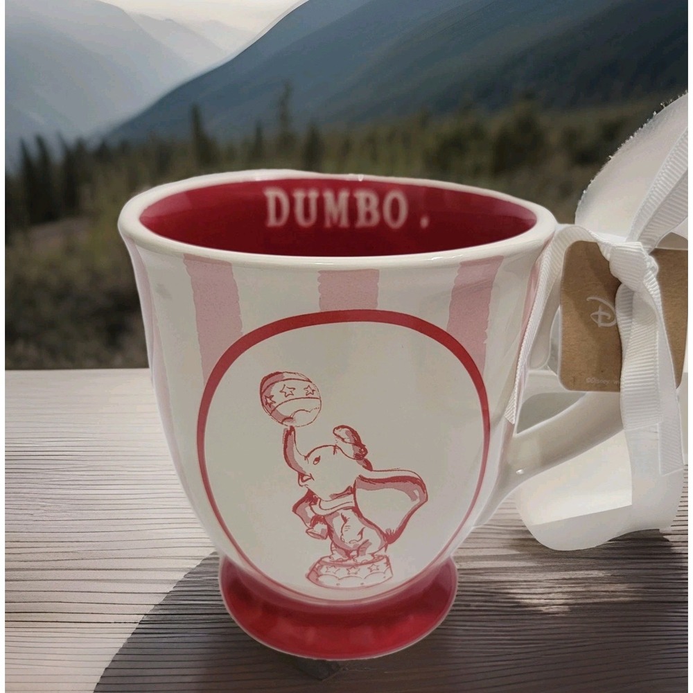 NEW Rae Dunn Disney Dumbo‎ Circus Performance Red Striped Coffee Mug